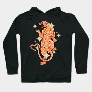 American Traditional Panther Tattoo in Orange with Sparkles and Glitter cute gift Hoodie